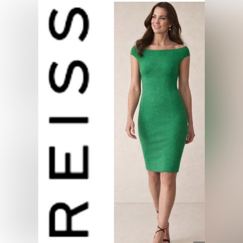 Reiss Pippa Bardot knitted bodycon dress -NWOT size M